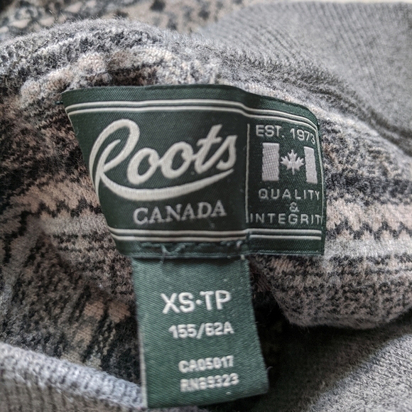 ROOTS fair isle striped knit sweater leggings warm grey xs - Picture 6 of 10